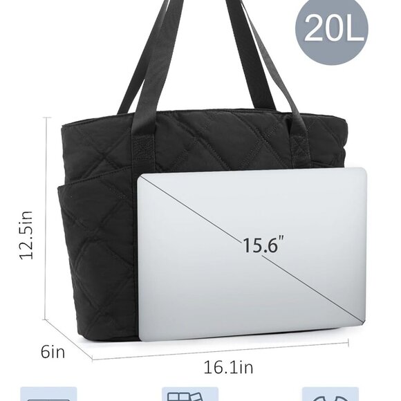Lightweight Puffer Tote Bag for Women Large Quilted Travel Work Gym - Picture 3 of 7